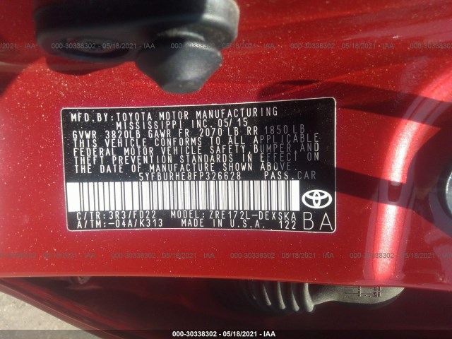 Photo 8 VIN: 5YFBURHE8FP326628 - TOYOTA COROLLA 