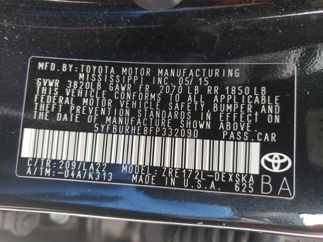 Photo 9 VIN: 5YFBURHE8FP332090 - TOYOTA COROLLA L 