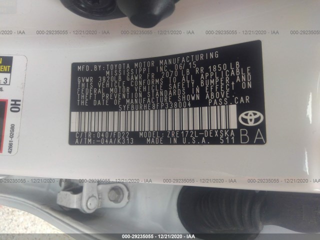 Photo 8 VIN: 5YFBURHE8FP338004 - TOYOTA COROLLA 