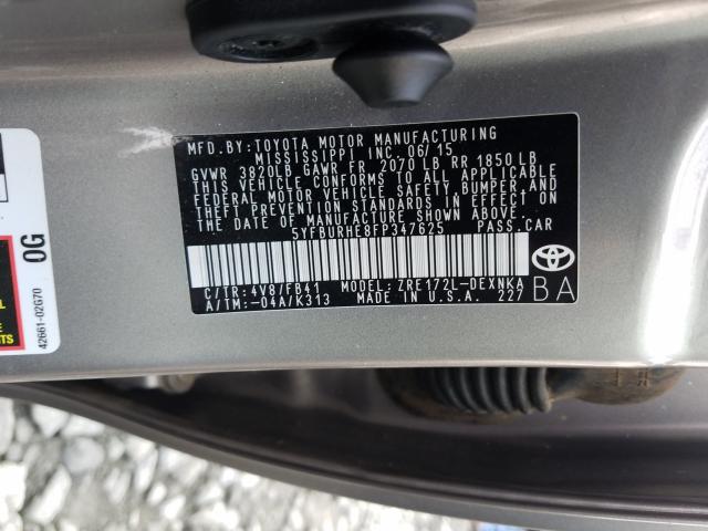 Photo 9 VIN: 5YFBURHE8FP347625 - TOYOTA COROLLA L 