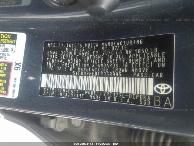 Photo 8 VIN: 5YFBURHE8FP358995 - TOYOTA COROLLA 