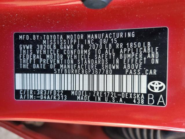 Photo 11 VIN: 5YFBURHE8GP367780 - TOYOTA COROLLA 