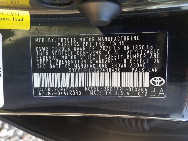 Photo 9 VIN: 5YFBURHE8GP410420 - TOYOTA COROLLA L 