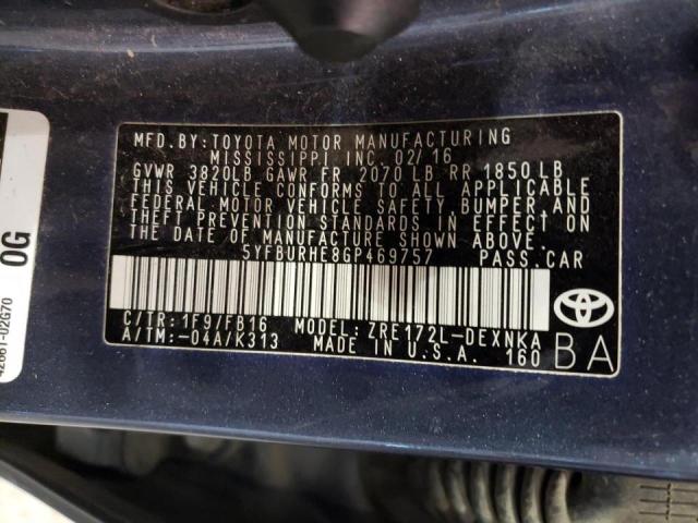 Photo 9 VIN: 5YFBURHE8GP469757 - TOYOTA COROLLA L 