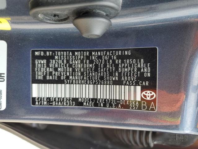 Photo 11 VIN: 5YFBURHE8GP526880 - TOYOTA COROLLA 