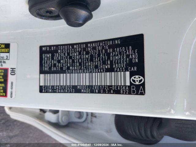 Photo 8 VIN: 5YFBURHE8GP566442 - TOYOTA COROLLA 