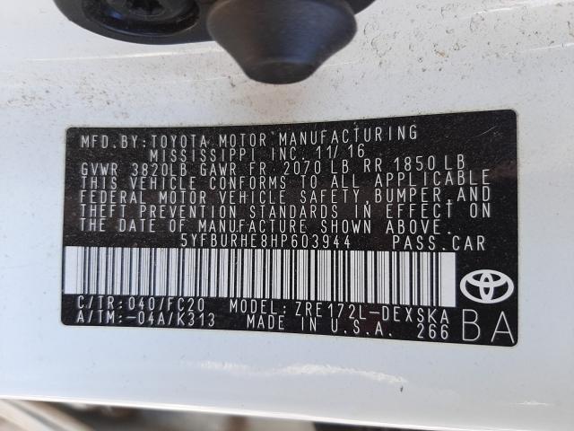 Photo 9 VIN: 5YFBURHE8HP603944 - TOYOTA CORROLLA 