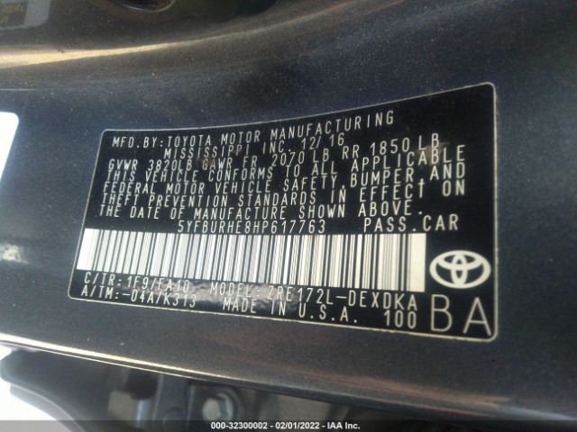 Photo 8 VIN: 5YFBURHE8HP617763 - TOYOTA COROLLA 