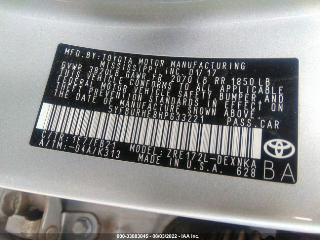 Photo 8 VIN: 5YFBURHE8HP633221 - TOYOTA COROLLA 