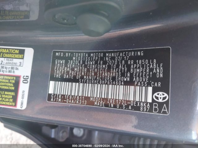 Photo 8 VIN: 5YFBURHE8HP654604 - TOYOTA COROLLA 