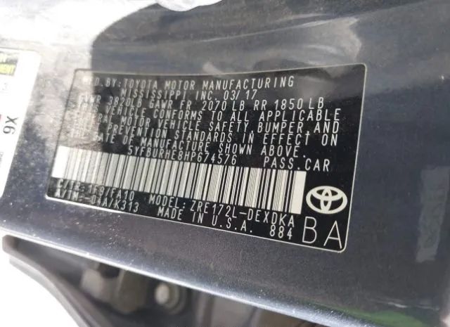 Photo 8 VIN: 5YFBURHE8HP674576 - TOYOTA COROLLA 