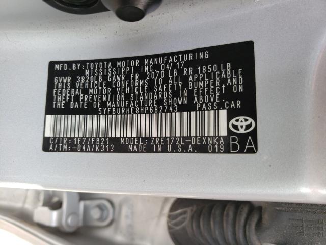 Photo 9 VIN: 5YFBURHE8HP682743 - TOYOTA COROLLA 