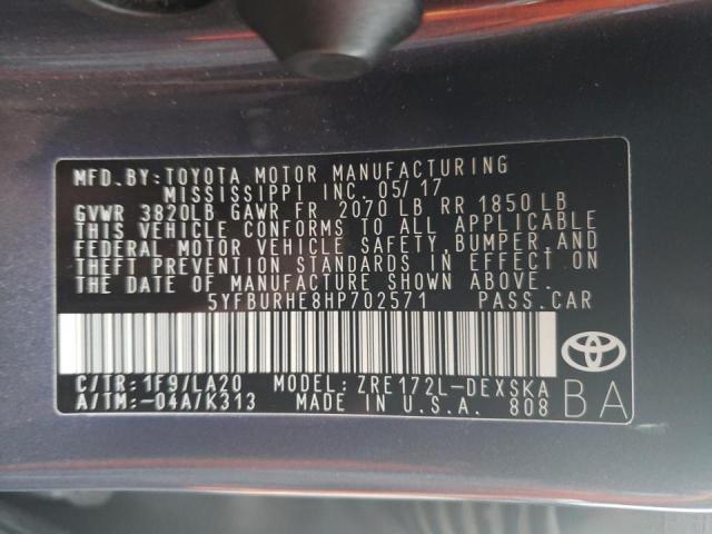 Photo 11 VIN: 5YFBURHE8HP702571 - TOYOTA COROLLA L 