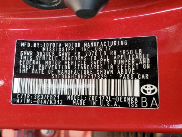 Photo 9 VIN: 5YFBURHE8HP717829 - TOYOTA COROLLA L 