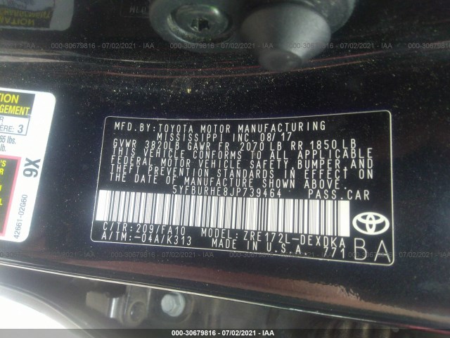 Photo 8 VIN: 5YFBURHE8JP739464 - TOYOTA COROLLA 