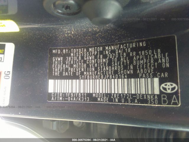 Photo 8 VIN: 5YFBURHE8JP840164 - TOYOTA COROLLA 