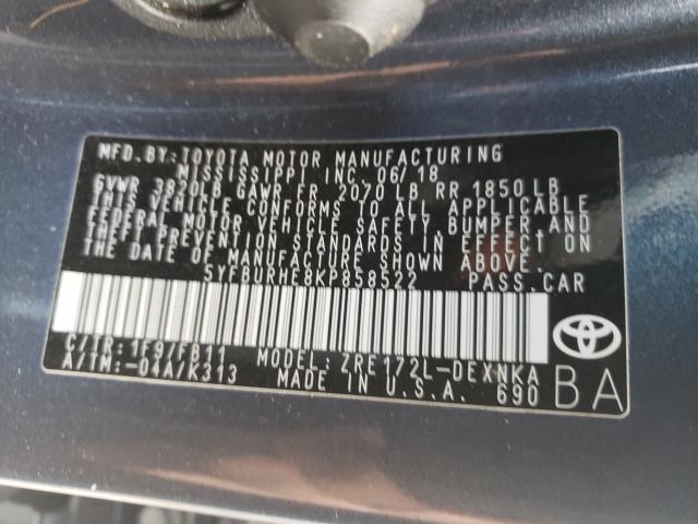 Photo 9 VIN: 5YFBURHE8KP858522 - TOYOTA COROLLA L 