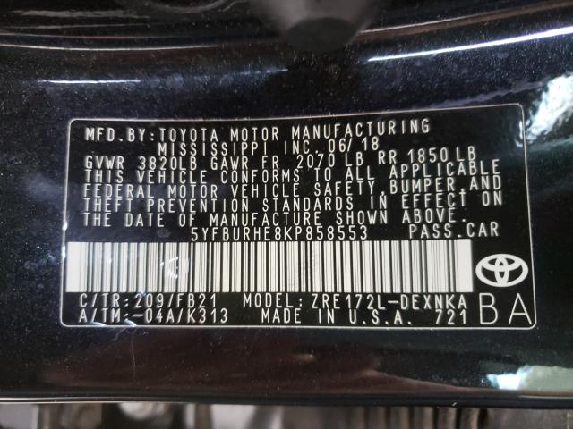 Photo 9 VIN: 5YFBURHE8KP858553 - TOYOTA COROLLA L 