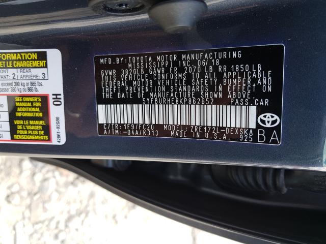 Photo 9 VIN: 5YFBURHE8KP862652 - TOYOTA COROLLA L 