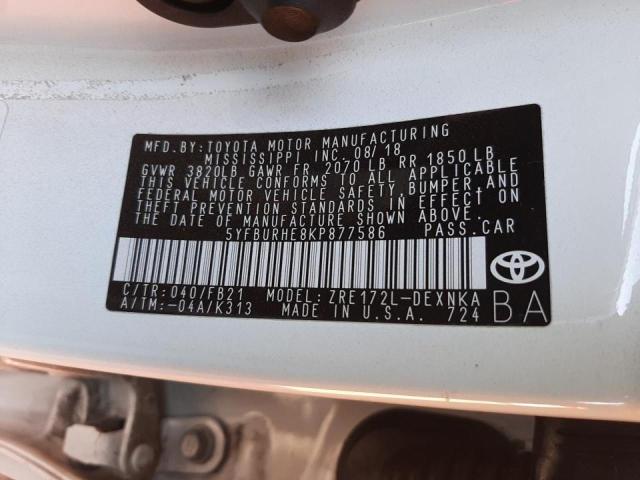 Photo 9 VIN: 5YFBURHE8KP877586 - TOYOTA COROLLA L 