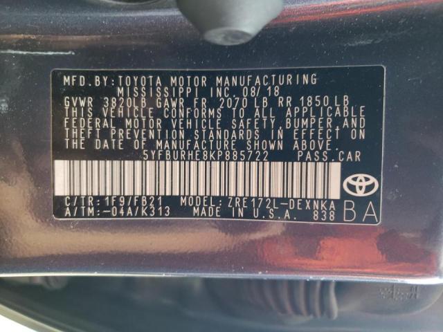 Photo 9 VIN: 5YFBURHE8KP885722 - TOYOTA COROLLA L 