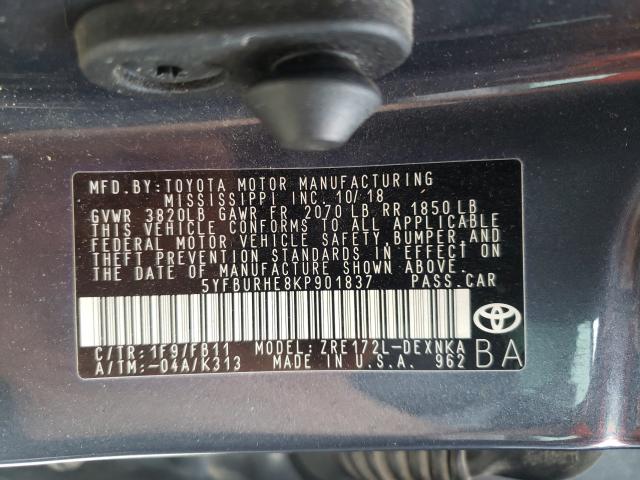 Photo 9 VIN: 5YFBURHE8KP901837 - TOYOTA COROLLA L 