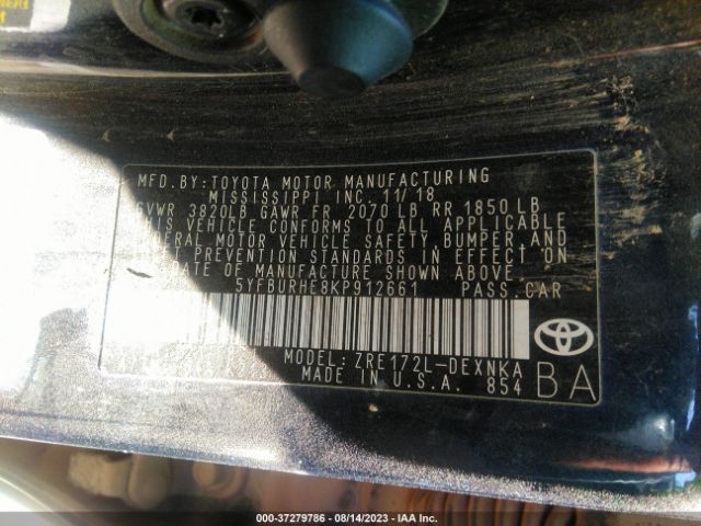 Photo 8 VIN: 5YFBURHE8KP912661 - TOYOTA COROLLA 