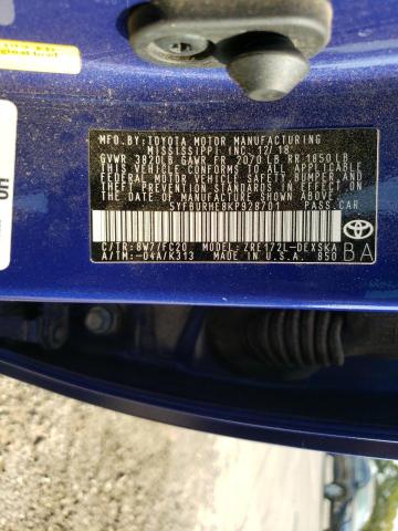 Photo 9 VIN: 5YFBURHE8KP928701 - TOYOTA COROLLA L 