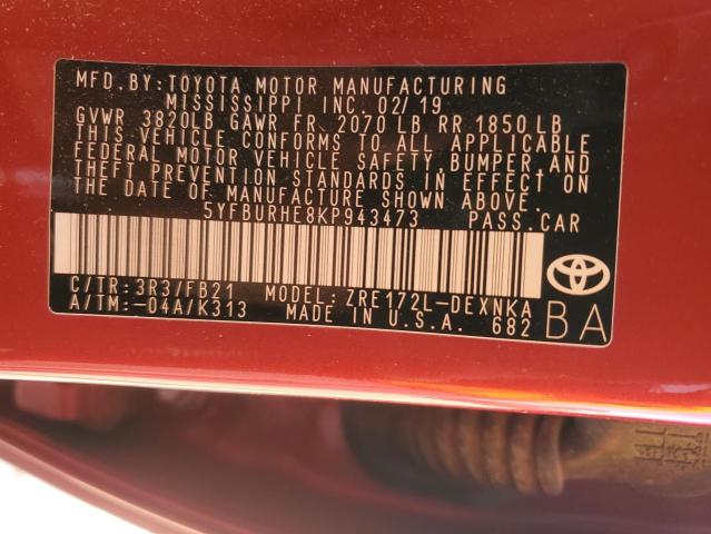 Photo 12 VIN: 5YFBURHE8KP943473 - TOYOTA COROLLA 