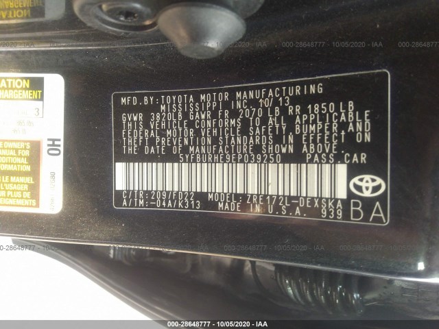 Photo 8 VIN: 5YFBURHE9EP039250 - TOYOTA COROLLA 