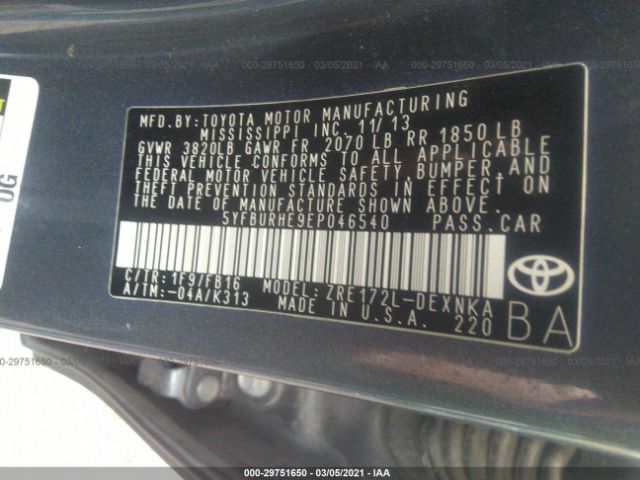 Photo 8 VIN: 5YFBURHE9EP046540 - TOYOTA COROLLA 