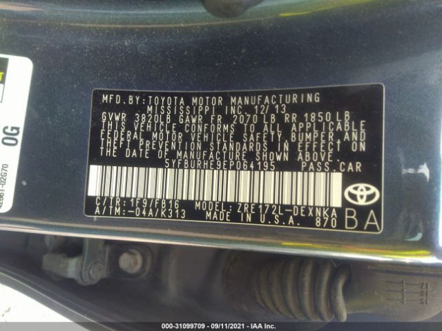 Photo 8 VIN: 5YFBURHE9EP064195 - TOYOTA COROLLA 