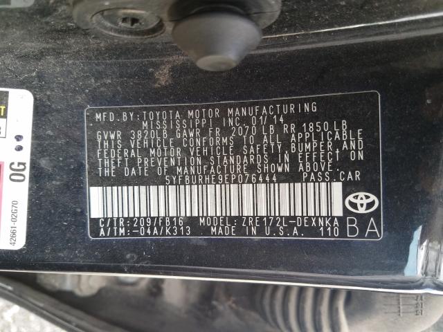 Photo 9 VIN: 5YFBURHE9EP076444 - TOYOTA COROLLA L 