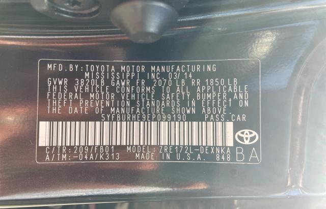 Photo 9 VIN: 5YFBURHE9EP099190 - TOYOTA COROLLA L 