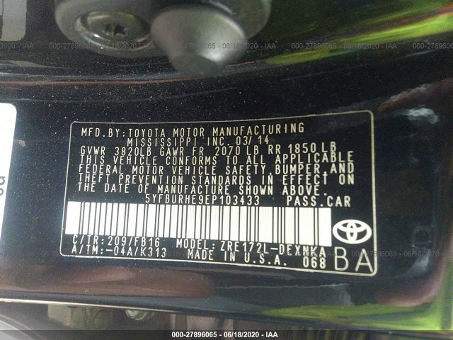 Photo 8 VIN: 5YFBURHE9EP103433 - TOYOTA COROLLA 