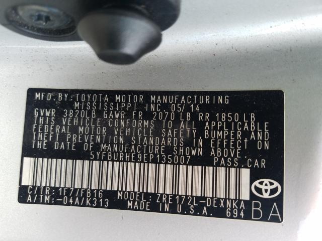 Photo 9 VIN: 5YFBURHE9EP135007 - TOYOTA COROLLA L 