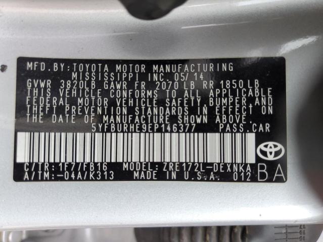 Photo 12 VIN: 5YFBURHE9EP146377 - TOYOTA COROLLA 