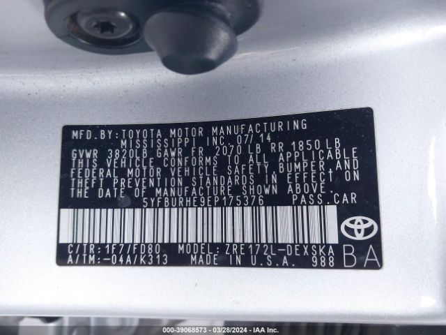 Photo 8 VIN: 5YFBURHE9EP175376 - TOYOTA COROLLA 