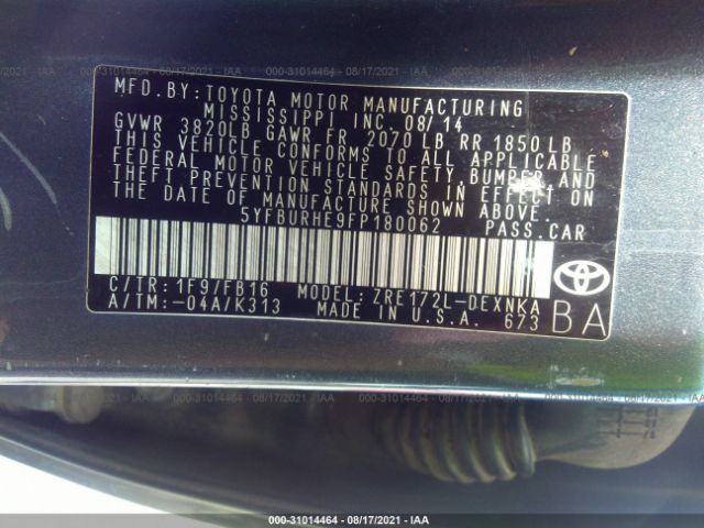 Photo 8 VIN: 5YFBURHE9FP180062 - TOYOTA COROLLA 