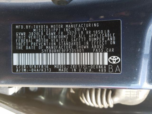 Photo 9 VIN: 5YFBURHE9FP205901 - TOYOTA COROLLA L 