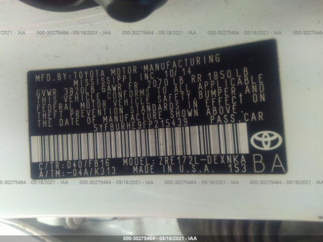 Photo 8 VIN: 5YFBURHE9FP215439 - TOYOTA COROLLA 