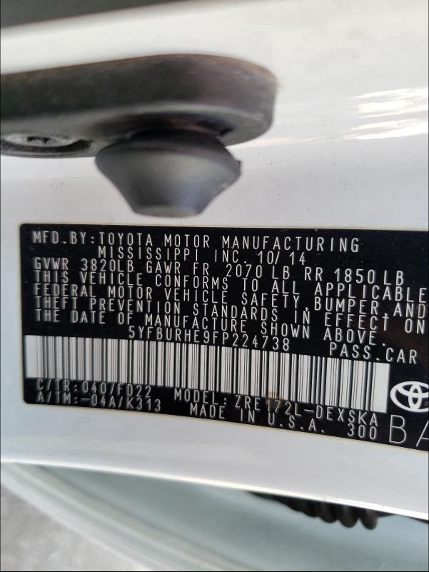 Photo 9 VIN: 5YFBURHE9FP224738 - TOYOTA COROLLA L 