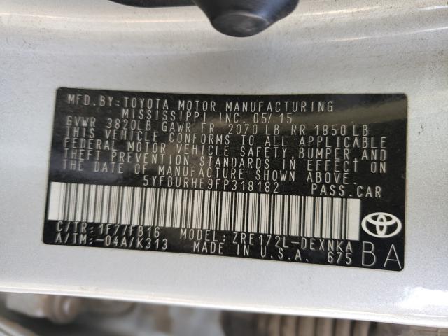 Photo 9 VIN: 5YFBURHE9FP318182 - TOYOTA COROLLA L 