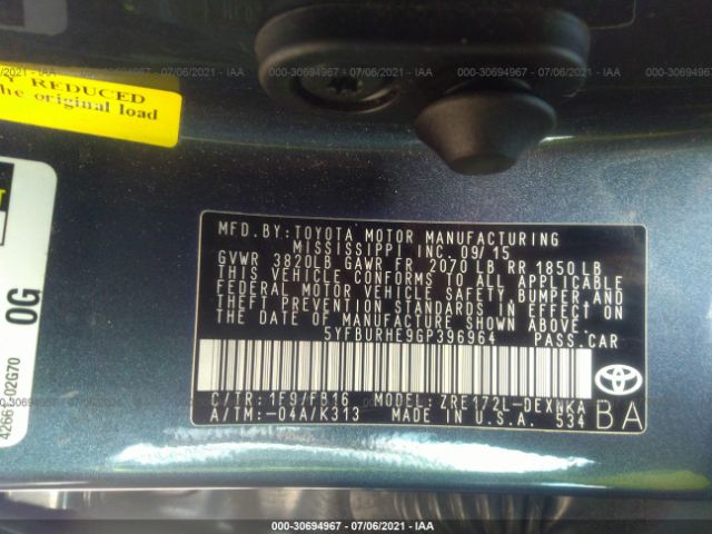 Photo 8 VIN: 5YFBURHE9GP396964 - TOYOTA COROLLA 