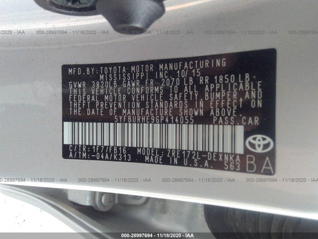 Photo 8 VIN: 5YFBURHE9GP414055 - TOYOTA COROLLA 