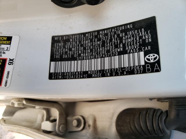 Photo 9 VIN: 5YFBURHE9GP457570 - TOYOTA COROLLA L 