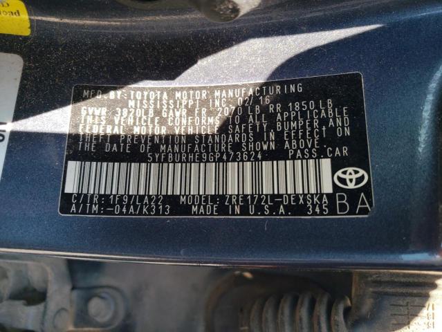 Photo 11 VIN: 5YFBURHE9GP473624 - TOYOTA COROLLA L 