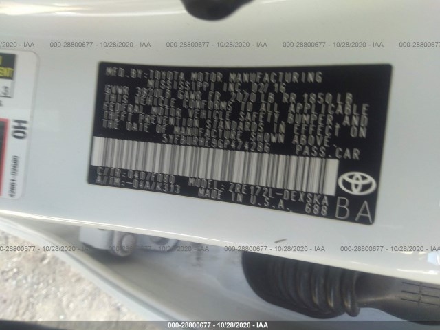 Photo 8 VIN: 5YFBURHE9GP474286 - TOYOTA COROLLA 