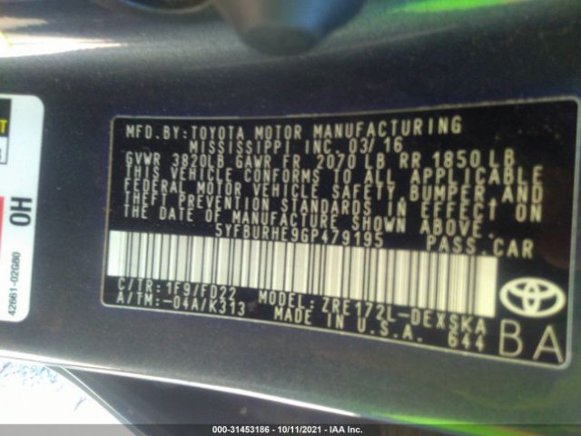 Photo 8 VIN: 5YFBURHE9GP479195 - TOYOTA COROLLA 