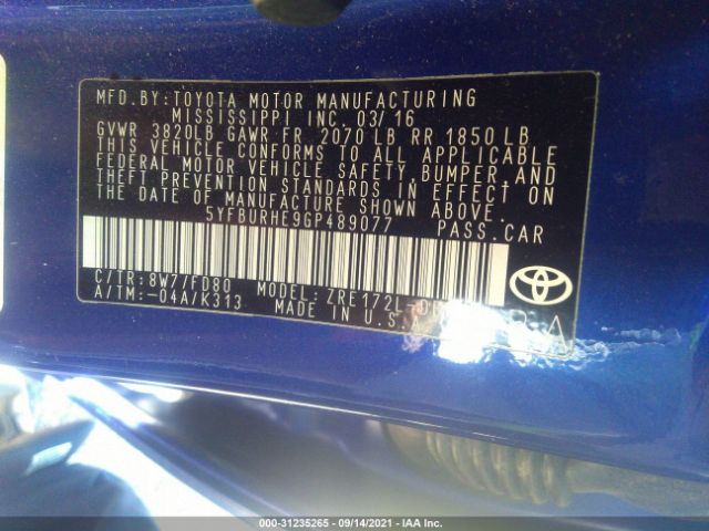 Photo 8 VIN: 5YFBURHE9GP489077 - TOYOTA COROLLA 